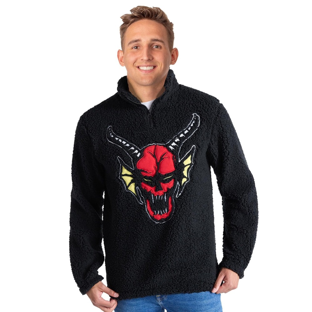 Stranger Things Sweatshirt Mens Hellfire Club Embroidered Fleece Pullover XL NWT